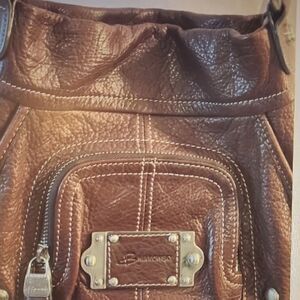 B. MAKOWSKY vintage leather crossbody satchel bag brown coffee color